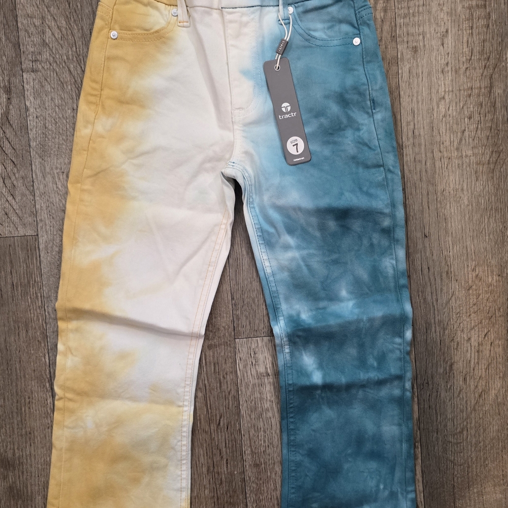 Tractr Kids Tie-Dye Jeans - Yellow and Blue